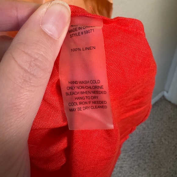 Soft Surroundings Medium Button Down Orange Ombre‎ Long Sleeve Top 100% Linen - Picture 5 of 5